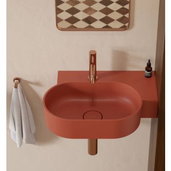 - OMNIRES OVO M+ umywalka nablatowa/wisząca - prawa, 55 x 38 cm bez owtoru pod armaturę terracotta mat OVO555UWPTE - OVO555UWPTE - Łazienki Szydłowski