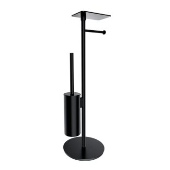 - OMNIRES MODERN PROJECT stojak na papier i szczotkę toaletową z półką czarny mat MP60820BL - MP60820BL - Łazienki Szydłowski