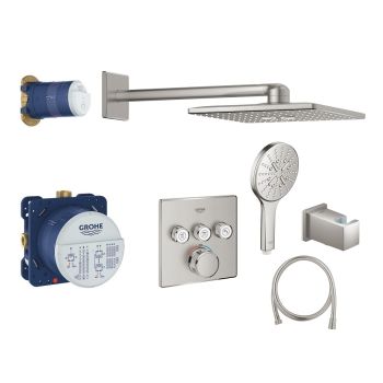 - GROHE-Grohtherm SmartControl Perfect zestaw prysznicowy z termostatem i deszczownicą kolor stal nierdzewna 34706DC0 - 34706DC0 - Łazienki Szydłowski