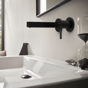  - HANSGROHE Finoris bateria umywalkowa ścienna - wylewka 22,8 cm czarny chrom szczotkowany 76050340 - 76050340 - Łazienki Szydłowski
