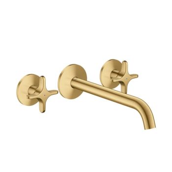  - AXOR One 3-otworowa bateria wannowa z uchwytami krzyżowymi, ścienna, podtynkowa złoty optyczny szczotkowany 48430250 - 48430250 - Łazienki Szydłowski