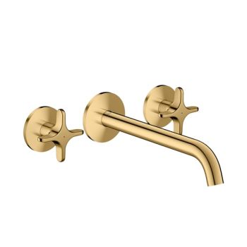 - AXOR One 3-otworowa bateria wannowa z uchwytami krzyżowymi, ścienna, podtynkowa złoty optyczny polerowany 48430990 - 48430990 - Łazienki Szydłowski