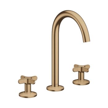  - AXOR One 3-otworowa bateria umywalkowa 170 z uchwytami krzyżowymi i kompletem odpływowym Push-Open brąz szczotkowany 48040140 - 48040140 - Łazienki Szydłowski