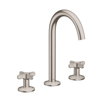- AXOR One 3-otworowa bateria umywalkowa 170 z uchwytami krzyżowymi i kompletem odpływowym Push-Open stal szlachetna optyczna 48040800 - 48040800 - Łazienki Szydłowski
