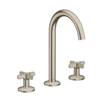 - AXOR One 3-otworowa bateria umywalkowa 170 z uchwytami krzyżowymi i kompletem odpływowym Push-Open nikiel szczotkowany 48040820 - 48040820 - Łazienki Szydłowski