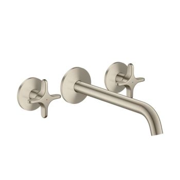 - AXOR One 3-otworowa bateria umywalkowa z uchwytami krzyżowymi i wylewką 22 cm, nikiel szczotkowany 48140820 - 48140820 - Łazienki Szydłowski
