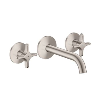 - AXOR One 3-otworowa bateria umywalkowa z uchwytami krzyżowymi i wylewką 16 cm, stal szlachetna optyczna 48130800 - 48130800 - Łazienki Szydłowski
