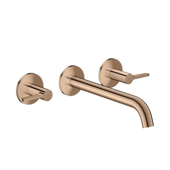 - AXOR One 3-otworowa bateria umywalkowa z uchwytami jednoramiennymi i wylewką 22 cm, czerwone złoto polerowane 48160300 - 48160300 - Łazienki Szydłowski