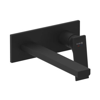 - KLUDI DECUS ścienna bateria umywalkowa ,wylewka 24 cm czarny mat 542453975 - 542453975 - Łazienki Szydłowski