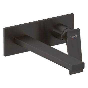 - KLUDI DECUS ścienna bateria umywalkowa ,wylewka 24 cm czarny szczotkowany 54245N275 - 54245N275 - Łazienki Szydłowski