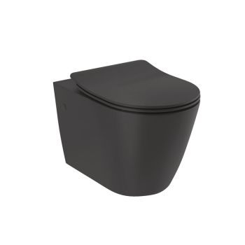 - KLUDI RESA R miska ceramiczna WC podwieszana z deską sedesową czarny mat 23WCSET39 - 23WCSET39 - Łazienki Szydłowski