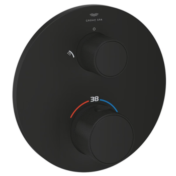 - GROHE-Atrio Private Collection Termostatyczna bateria prysznicowa do obsługi dwóch wyjść wody, pokrętła z nakładką phantom black 24396KF0 - 24396KF0 - Łazienki Szydłowski