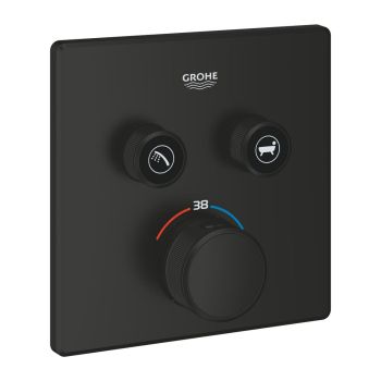 - Grohe-Grohtherm SmartControl Bateria termostatyczna do obsługi dwóch wyjść wody czarny mat 291242430 - 291242430 - Łazienki Szydłowski