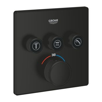 - Grohe-Grohtherm SmartControl Bateria termostatyczna do obsługi trzech wyjść wody czarny mat 291262430 - 291262430 - Łazienki Szydłowski