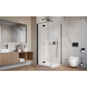 - RADAWAY Nes KDJ B Drzwi do kabiny prysznicowej 80 cm składane Lewe, kolor czarny 100750805401L - 10075080-54-01L - Łazienki Szydłowski