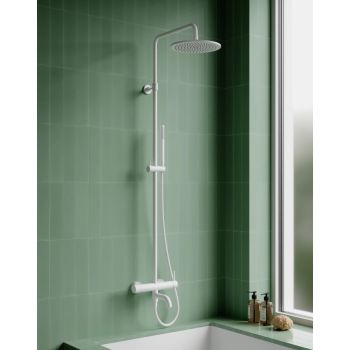  - OMNIRES Y bateria wannowa z zestawem natryskowym z deszczownicą  biały mat  Y1234MWM - Y1234MWM - Łazienki Szydłowski