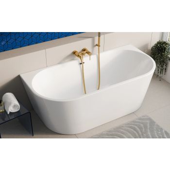 - Besco Vica New Wanna wolnostojąca przyścienna 150 x 80 biała / odpływ chrom WAS150VN - WAS-150VN - Łazienki Szydłowski