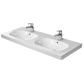  - DURAVIT D-Code Umywalka meblowa 120x49 cm, podwójna z przelewem, z półką na baterię, biały połysk 03481200002 - 03481200002 - Łazienki Szydłowski