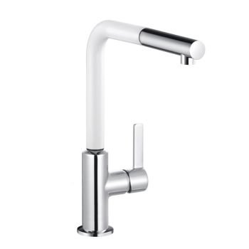 - KLUDI L-INE S Bateria kuchenna biały mat / chrom 408519375 - 408519375 - Łazienki Szydłowski