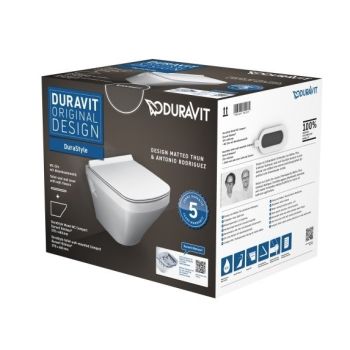 - DURAVIT DuraStyle Zestaw WC wiszący Compact Rimless 37x48 cm biały połysk 45710900A1 - 45710900A1 - Łazienki Szydłowski