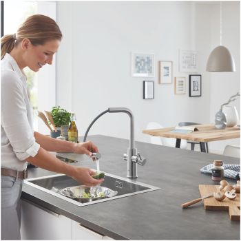 - GROHE-Blue Home bateria kuchenna z filtrem i chłodzeniem, stal nierdzewna 31539DC0 - 31539DC0 - Łazienki Szydłowski