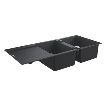 - GROHE-K500 Zlewozmywak kompozytowy z ociekaczem 116x50 cm, czarny granit 31647AP0 - 31647AP0 - Łazienki Szydłowski