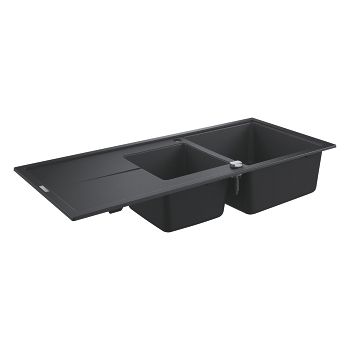 - GROHE-K400 Zlewozmywak kompozytowy z ociekaczem 116x50 cm, czarny granit 31643AP0 - 31643AP0 - Łazienki Szydłowski