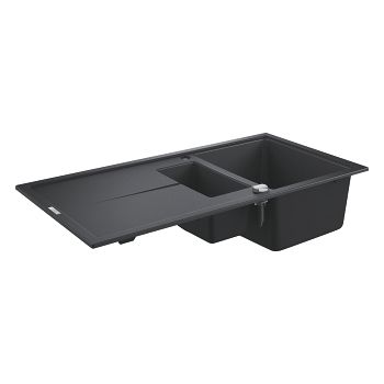 - GROHE-K400 Zlewozmywak kompozytowy z ociekaczem 100x50 cm, czarny granit 31642AP0 - 31642AP0 - Łazienki Szydłowski