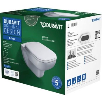  - DURAVIT D-Code Zestaw WC miską wiszącą 35,5 x 54,5 cm Rimless z deską biały połysk 45700900A1 - 45700900A1 - Łazienki Szydłowski