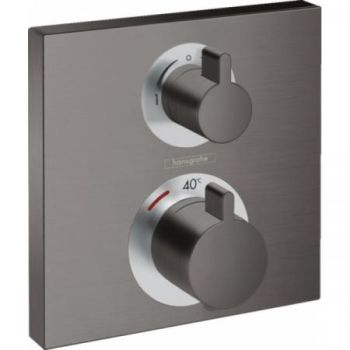 - HANSGROHE Ecostat Square Bateria termostatyczna do 2 odbiorników, czarny chrom szczotkowany 15714340 - 15714340 - Łazienki Szydłowski
