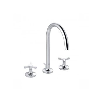 - KLUDI Nova Fonte Trzyotworowa bateria umywalkowa z pokrętłami chrom 201430539 - 201430539 - Łazienki Szydłowski