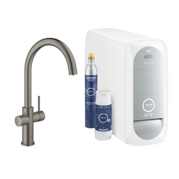 - GROHE-Blue Home bateria kuchenna z funkcją filtra kolor brushed hard graphite 31455AL1 - 31455AL1 - Łazienki Szydłowski