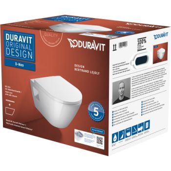 - DURAVIT D-Neo Zestaw WC z miską wiszącą 37 x 54 cm Rimless z deską wolnoopadającą, biały połysk 45780900A1 - 45780900A1 - Łazienki Szydłowski