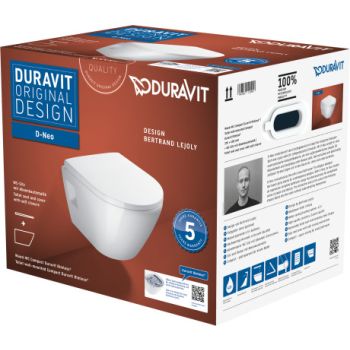 - DURAVIT D-Neo Zestaw WC miska wisząca 37x48 cm Compact Rimless z deską wolnoopadającą biały połysk 45870900A1 - 45870900A1 - Łazienki Szydłowski