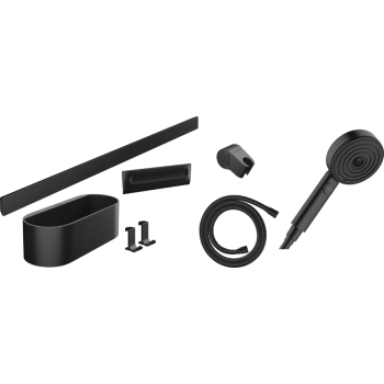  - HANSGROHE WallStoris Pakiet słuchawka prysznicowa, panel ścienny 70 cm i akcesoria czarny mat 24291670 - 24291670 - Łazienki Szydłowski