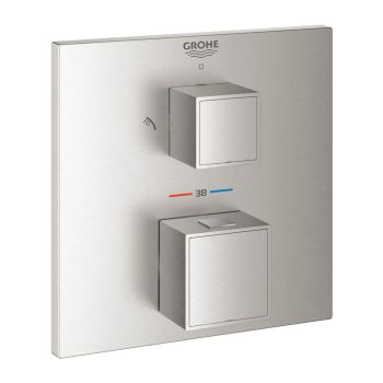  - GROHE-Grohtherm Cube Termostatyczna bateria prysznicowa do obsługi dwóch wyjść wody kolor stal nierdzewna 24154DC0 - 24154DC0 - Łazienki Szydłowski
