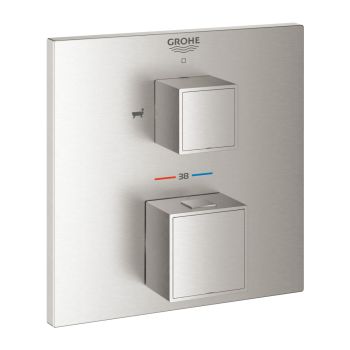 - GROHE-Grohtherm Cube Termostatyczna bateria wannowa do obsługi dwóch wyjść wody stal nierdzewna 24155DC0 - 24155DC0 - Łazienki Szydłowski