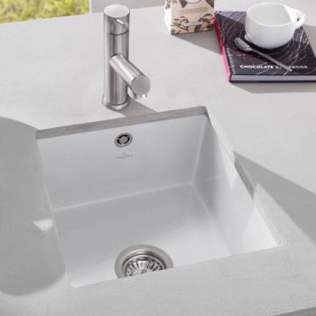 - Villeroy&Boch Subway 45 SU Podblatowy Zlewozmywak ceramiczny jednokomorowy CeramicPlus 37,5 x 44cm biały z powłoką ceramic plus 332401R1 - 332401R1 AS - Łazienki Szydłowski