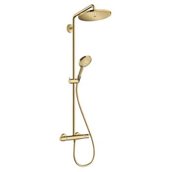 - HANSGROHE CROMA SELECT S 280 Komplet prysznicowy z termostatem, złoty optyczny polerowany 26891990 - 26891990 - Łazienki Szydłowski