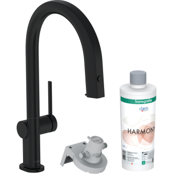 - HANSGROHE Aqittura M91 bateria kuchenna czarny mat 76801670 - 76801670 - Łazienki Szydłowski