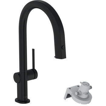 - HANSGROHE Aqittura M91 bateria kuchenna czarny mat 76803670 - 76803670 - Łazienki Szydłowski