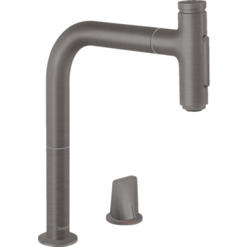 - HANSGROHE Metris Select M71 bateria kuchenna czarny chrom szczotkowany 73818340 - 73818340 - Łazienki Szydłowski