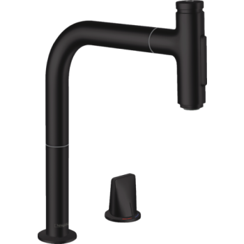 - HANSGROHE Metris Select M71 2-otworowa bateria kuchenna czarny mat 73818670 - 73818670 - Łazienki Szydłowski