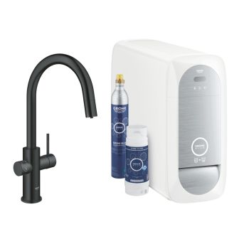 - GROHE-Blue Home bateria kuchenna z funkcją filtra i wody gazowanej czarny mat 31541KS0 - 31541KS0 - Łazienki Szydłowski