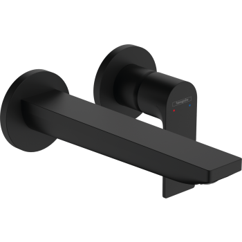 - HANSGROHE Rebris E bateria umywalkowa ścienna, wylewka 20cm czarny mat 72568670 - 72568670 - Łazienki Szydłowski