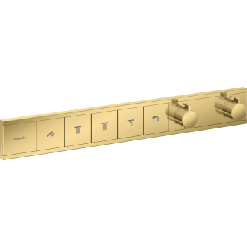 - Hansgrohe RainSelect bateria termostatyczna do 5 odbiorników, złoty optyczny polerowany 15384990 - 15384990 - Łazienki Szydłowski
