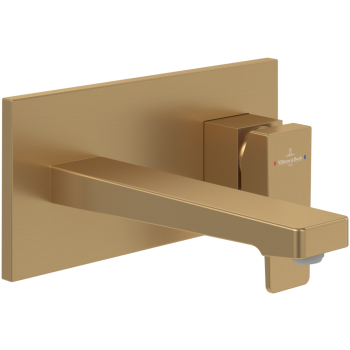  - Villeroy&Boch Architectura Square bateria umywalkowa ścienna z zestawem odpływowym, brushed gold TVW12500300076 - TVW12500300076 - Łazienki Szydłowski