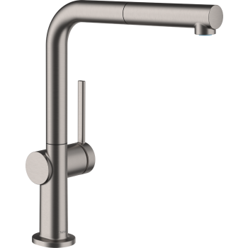 - HANSGROHE Talis M54 bateria kuchenna 270, wyciągana wylewka, 1jet czarny chrom szczotkowany 72808340 - 72808340 - Łazienki Szydłowski
