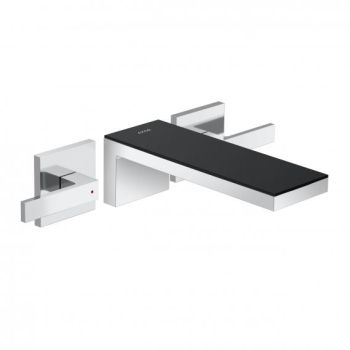 - Axor MyEdition 3-otworowa bateria umywalkowa ścienna, podtynkowa z wylewką 22,1 cm chrom/czarne szkło 47080600 - 47080600 - Łazienki Szydłowski