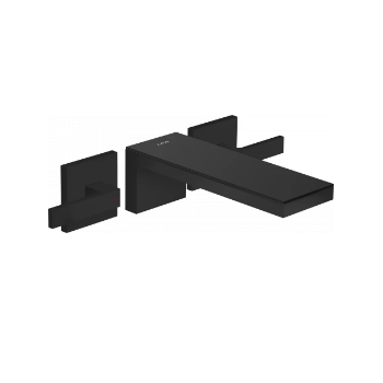 - Axor MyEdition 3-otworowa bateria umywalkowa ścienna, podtynkowa z wylewką 22,1 cm czarny mat/czarne szkło 47080670 - 47080670 - Łazienki Szydłowski